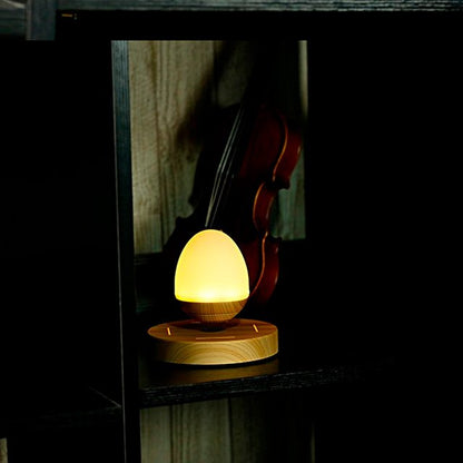 Fuchsia Molly Bluetooth magnetic levitation speaker floating above a base, designed for home and garden use.