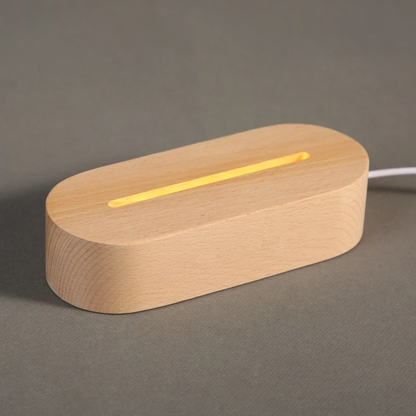 Teal Simba wood table lamp night light with message board, girl bedroom decor, natural wood finish and cozy lighting.