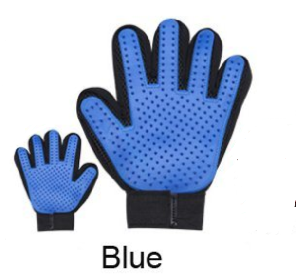 Lilac Milo pet hair remover gloves, grooming brush gloves for pets, showing textured silicone tips for shedding and grooming.