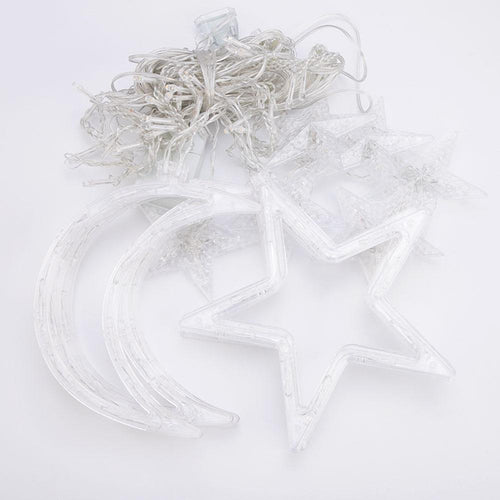 Teal Simba Moon and Star Lamp String Christmas lights with remote control, decorative lighting for festive or cozy settings