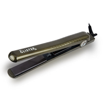 Sky Blue Thrace Paradise 1.25-inch flat iron with tourmaline gemstone infusion, showcasing sleek black ceramic plates for smooth styling.