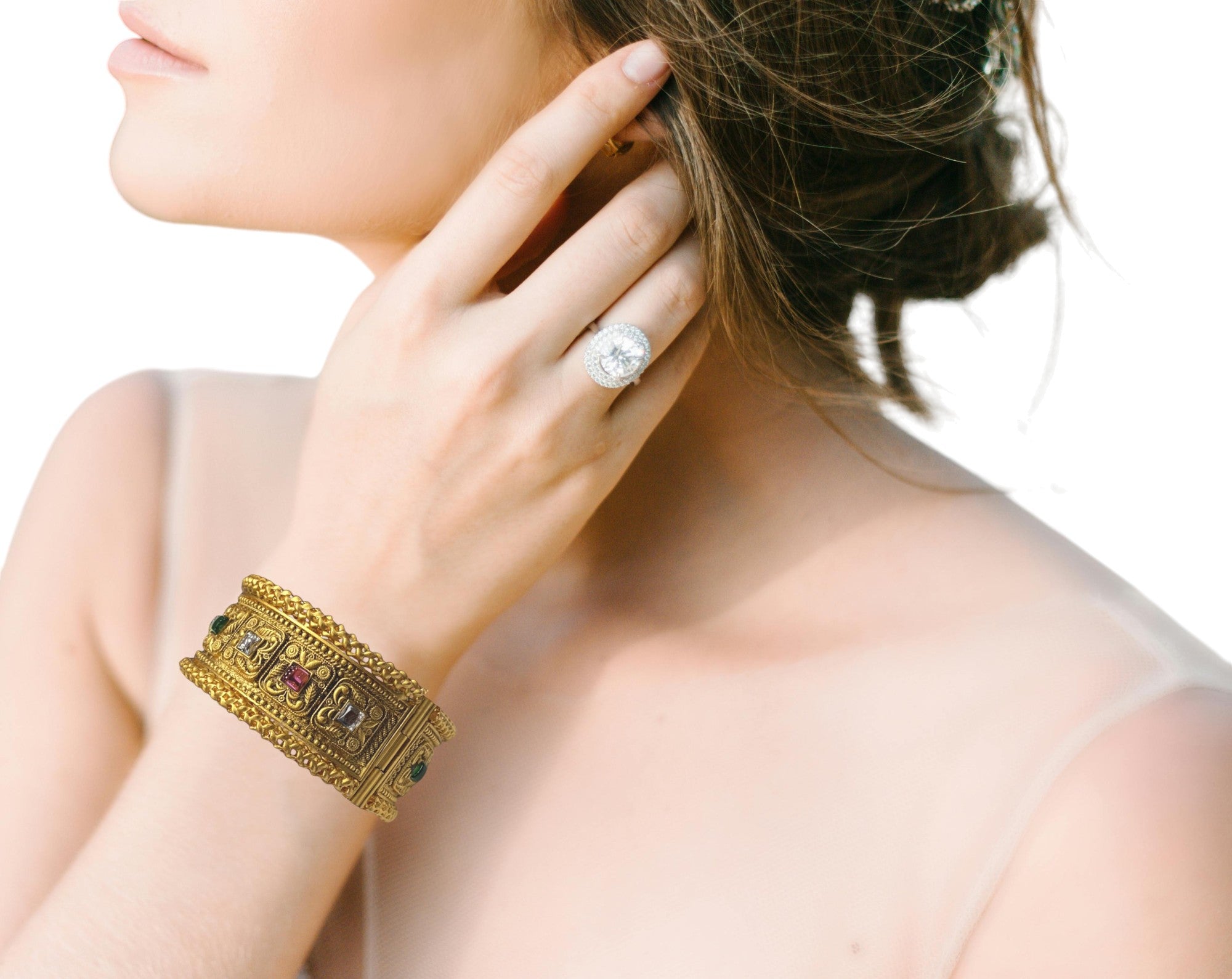 Gold-plated Indian bangles from Gray Poseidon, showcasing traditional and modern bracelet design with intricate detailing.