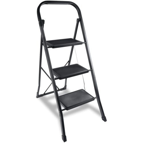 Teal Simba 2-4 Step Steel Ladder Folding Step Stool with anti-slip pedals for home and garden use.