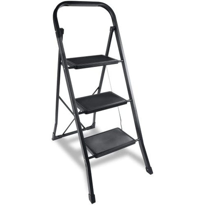 Teal Simba 2-4 Step Steel Ladder Folding Step Stool with anti-slip pedals for home and garden use.