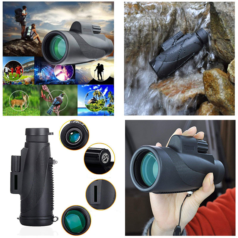 Teal Simba waterproof monocular telescope with night vision for mobile use, ideal for outdoor sports and wildlife observation.
