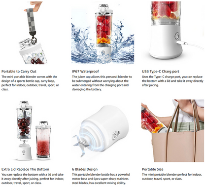 Lilac Milo 600ML waterproof electric juicer and fruit mixer bottle blender for home use, showcasing the compact, portable design