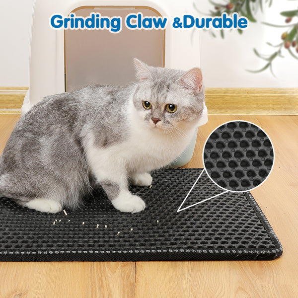 Teal Simba cat litter trapping mat with double-layer design for effective litter containment and easy cleaning.