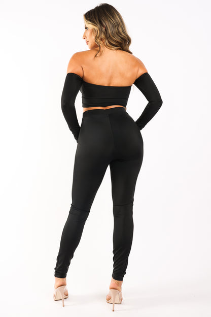 Puce Juniper casual leggings and off-shoulder top matching set in comfortable, stylish fabric, perfect for everyday wear.