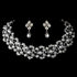 Elegant bridal wedding jewelry set by Olive Chaos featuring crystal, pearl necklace and matching earrings for special occasions.