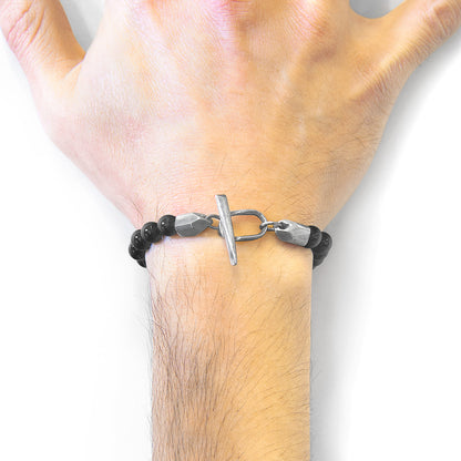 Black Onyx Tinago Silver and Stone Beaded Bracelet featuring black onyx, silver beads, and colorful stones on a delicate bracelet.