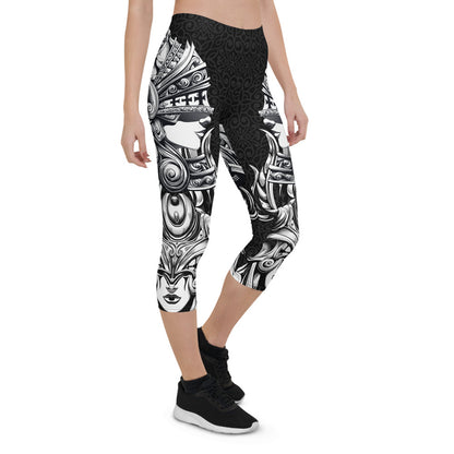 Maroon Sooty Valkyrie Capri Leggings for women, stylish activewear with a fitted design and comfortable stretch fabric.