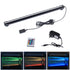 Teal Simba waterproof aquarium fish tank RGB lighting with colorful LED lights illuminating an underwater scene.