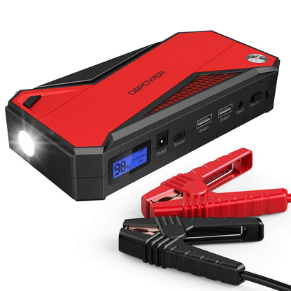 Lilac Milo 800A 18000mAh portable automotive battery booster power bank showing compact design and car charging ports