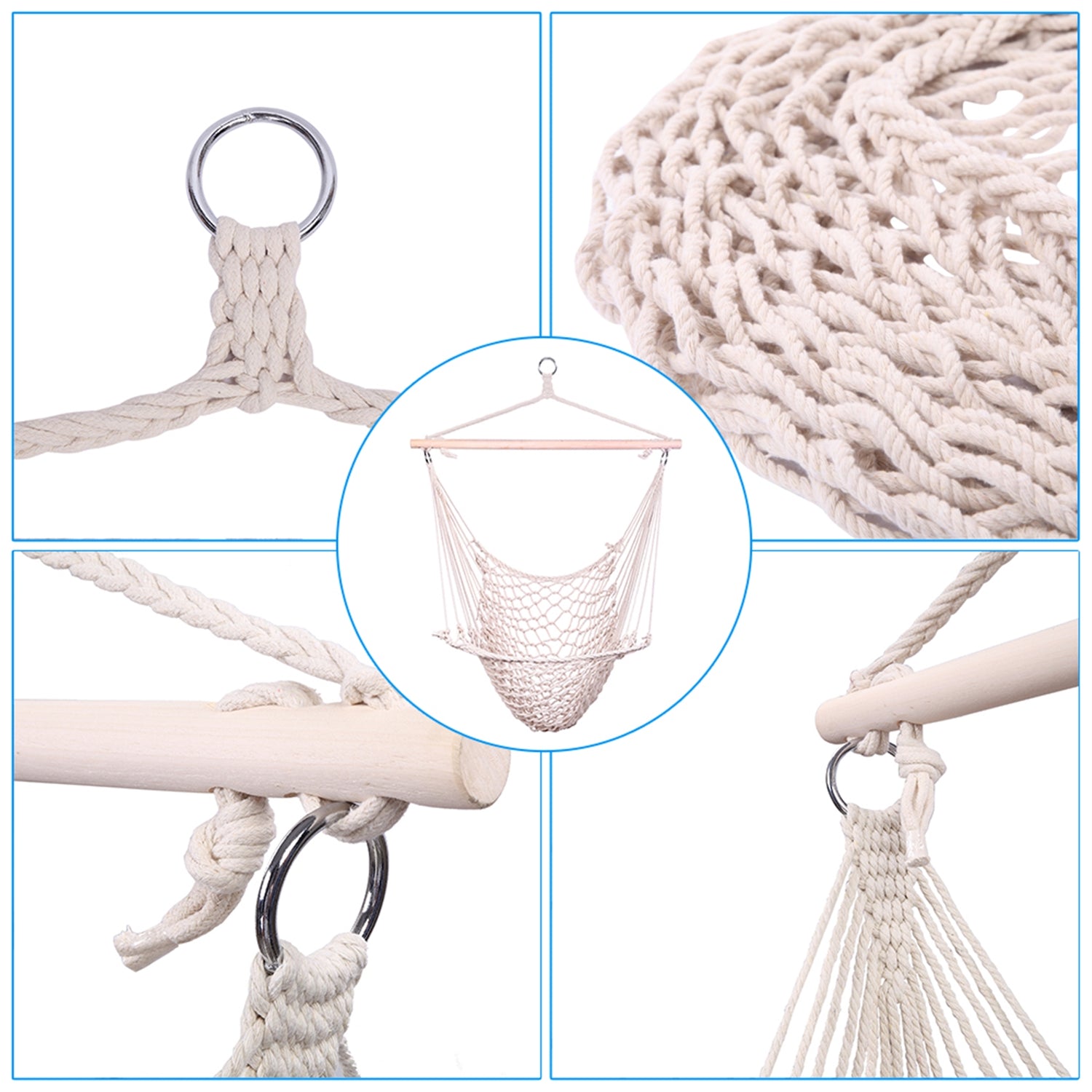 Lilac Milo hanging rope air sky chair swing for home and garden, shown hanging with fabric seat and sturdy ropes.