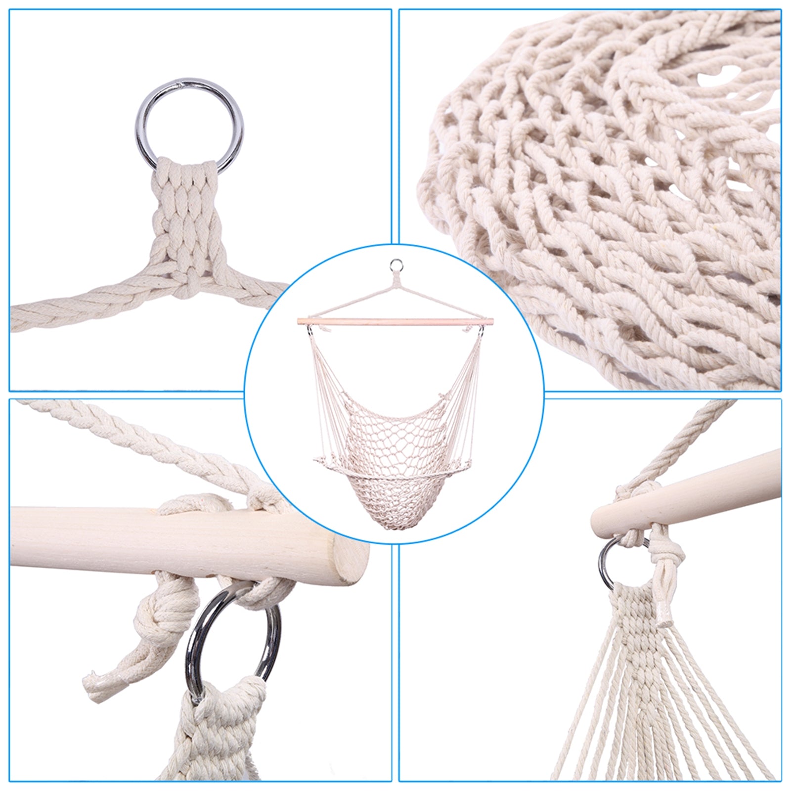 Lilac Milo hanging rope air sky chair swing for home and garden, shown hanging with fabric seat and sturdy ropes.