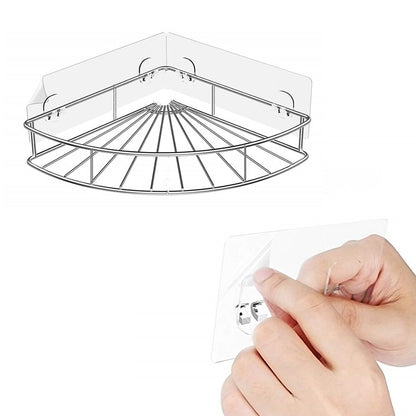 Teal Simba bathroom adhesive shower shelf organizer mounted in a shower, holding toiletries and providing storage space.