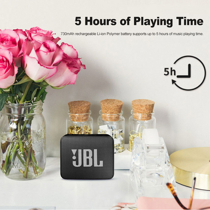 Lilac Milo JBL GO 2 waterproof wireless Bluetooth speaker with compact design, ideal for outdoor use and durable tech accessories.