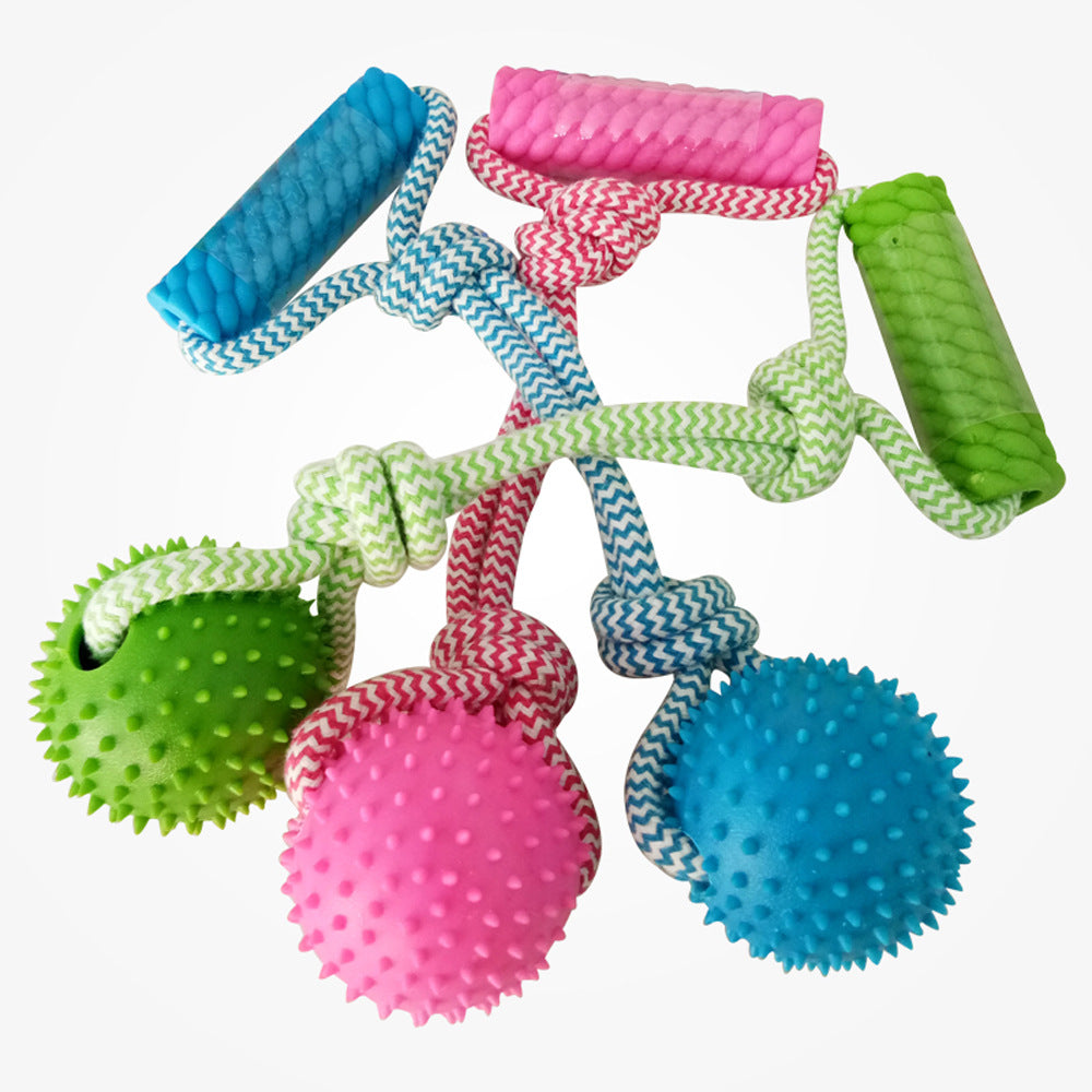 Fuchsia Molly rubber chew training dog toy with textured surface for biting and playing, designed for pet dogs&
