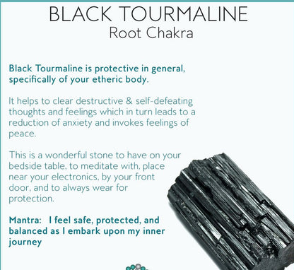 Black Tourmaline and Crystal Quartz stretch bracelet with genuine crystals, featuring black and clear gemstone beads on an elastic band.