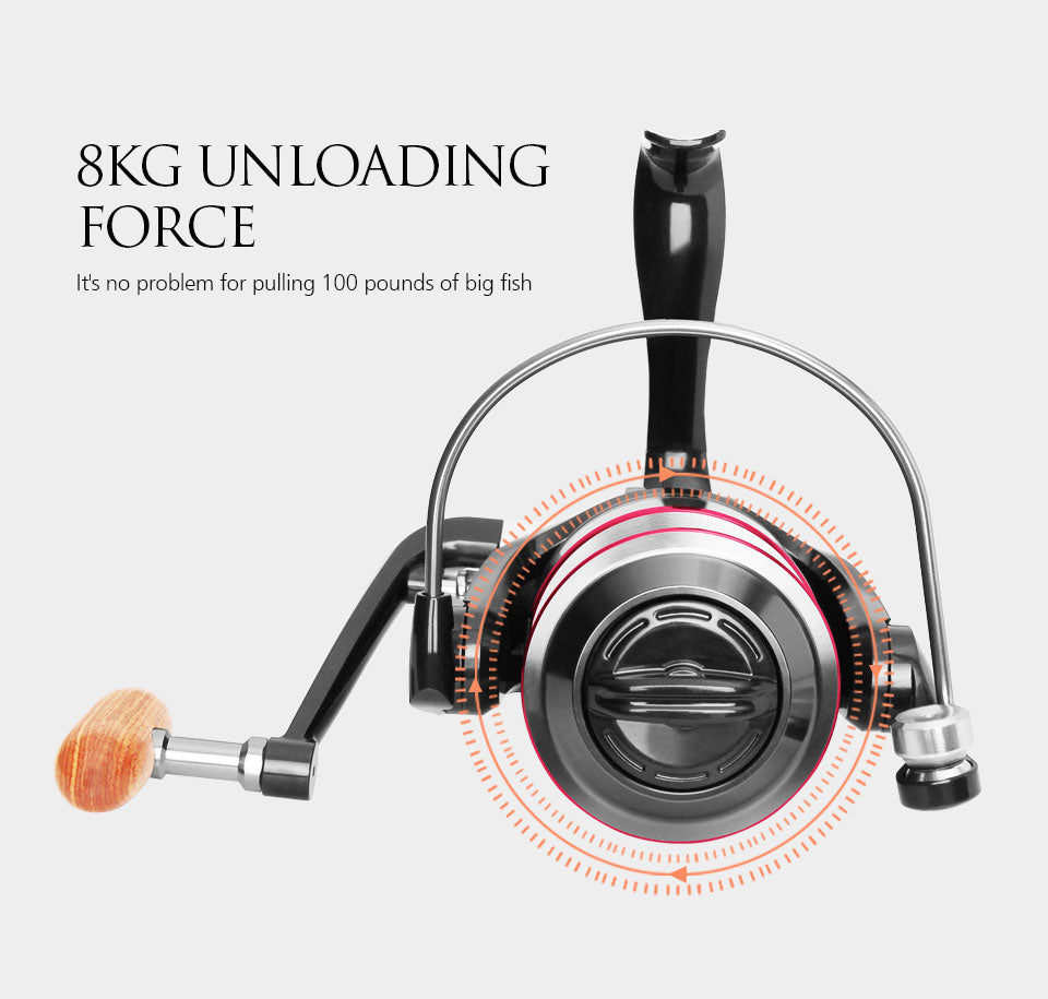 Teal Simba 8kg spinning reel handle and line spool for fishing, with metal construction and ergonomic grip, ideal for fishing reels