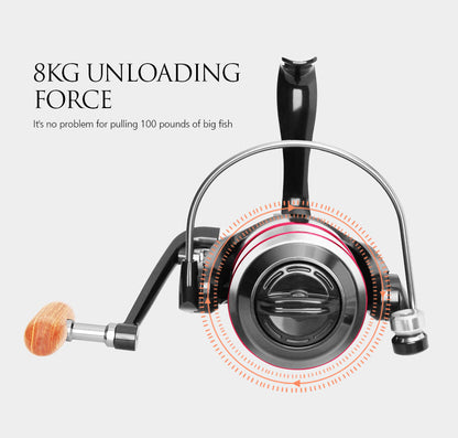 Teal Simba 8kg spinning reel handle and line spool for fishing, with metal construction and ergonomic grip, ideal for fishing reels