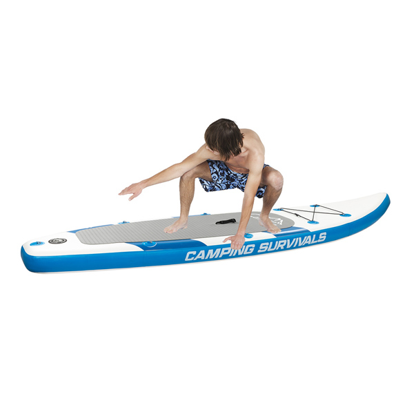 Inflatable 11-foot paddle board from Lilac Milo, designed for water sports and outdoor adventures on lakes and oceans.