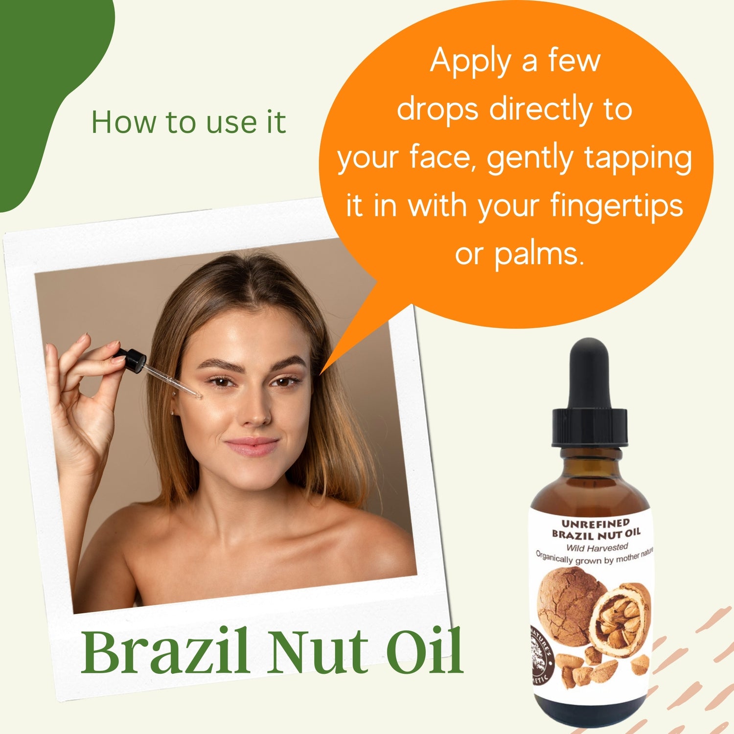 Organic Brazil Nut Oil by Yellow Poppy, cold pressed and unrefined, shown in a glass bottle with a natural skincare setting.