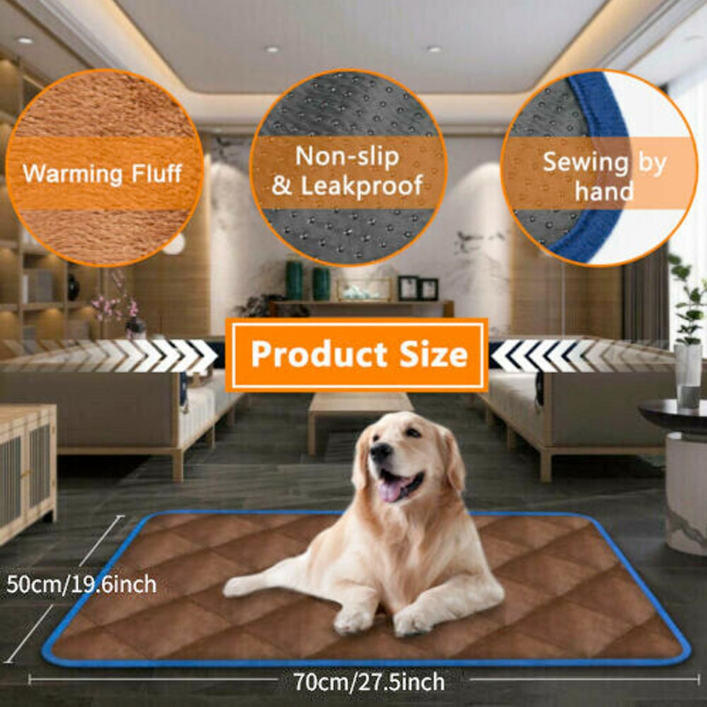 Yellow Pandora self-heating thermal mattress bed for dogs and cats, plush and cozy with heat-retaining fabric.