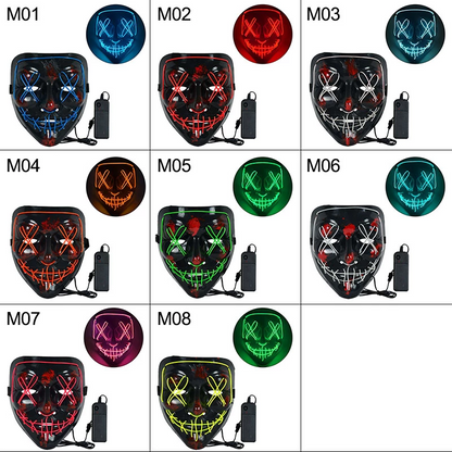 Lilac Milo Halloween neon LED glow mask featuring vibrant light-up design for cosplay and costume parties.