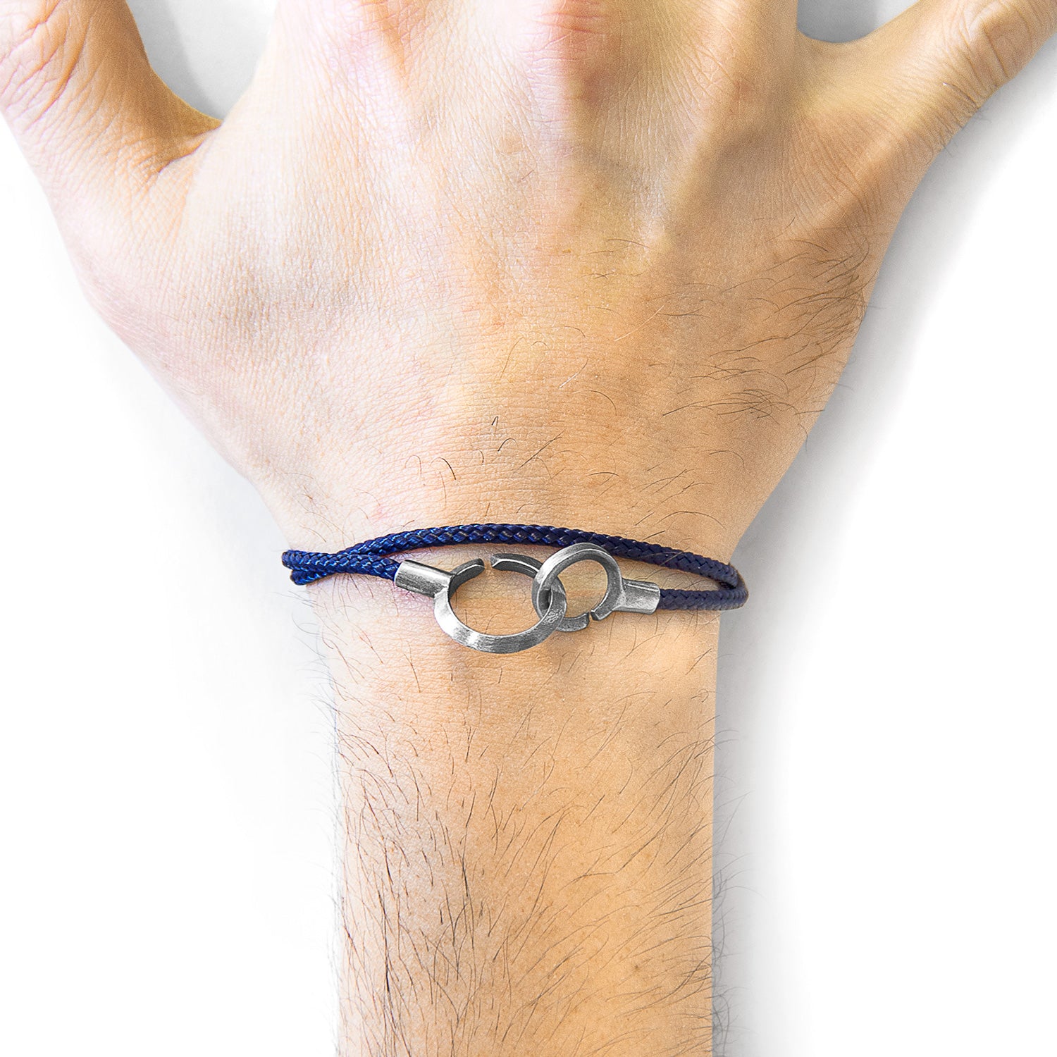 Navy blue Montrose silver and rope bracelet by Magenta Sooty, featuring a stylish design with silver accents and rope detailing.