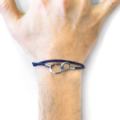 Navy blue Montrose silver and rope bracelet by Magenta Sooty, featuring a stylish design with silver accents and rope detailing.