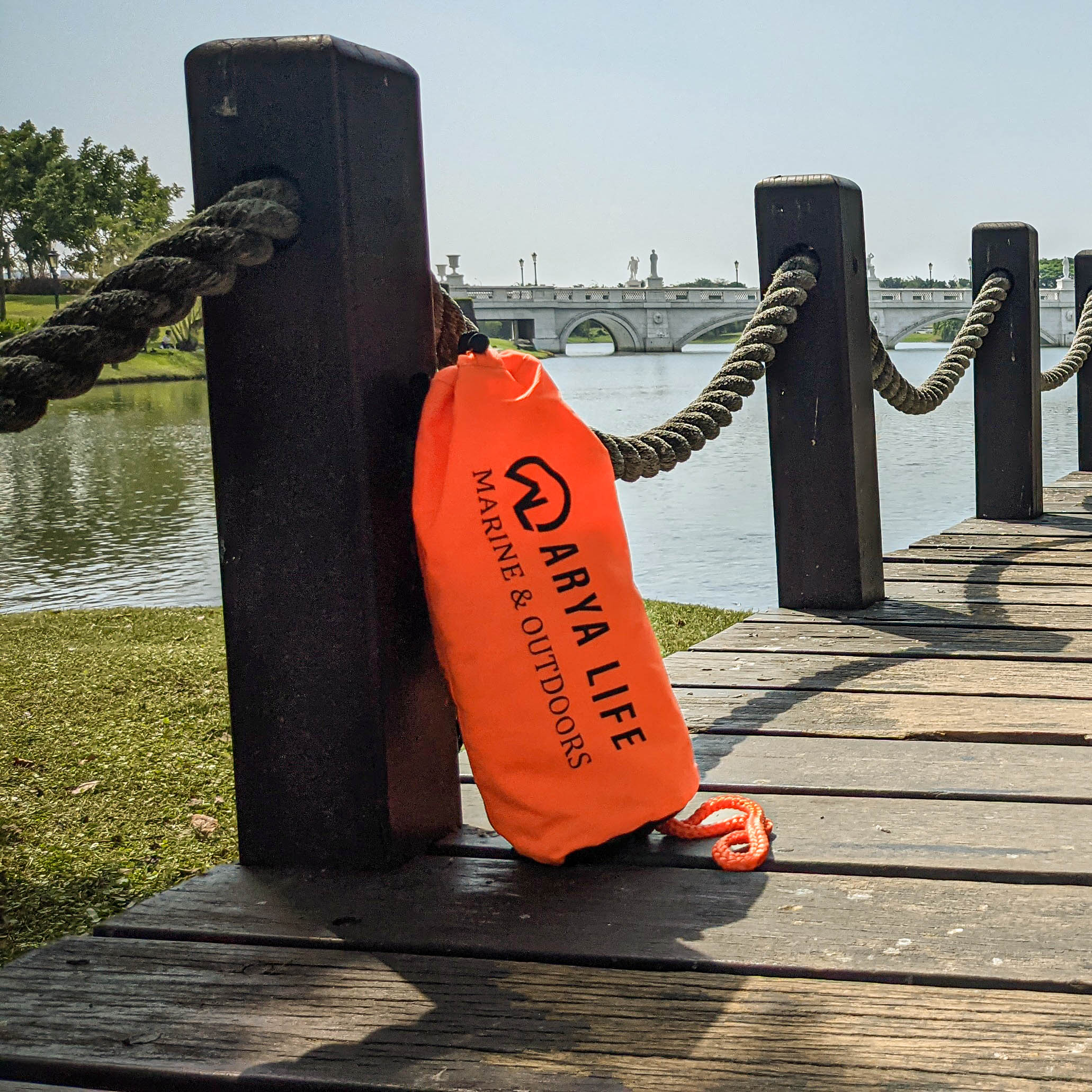 Peach Astraeus Arya Life Throw Rope Rescue Bag with 70ft marine rope for sports and outdoor safety rescue.