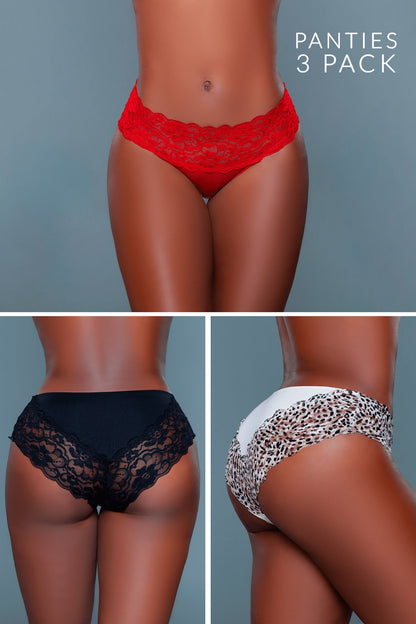 Magenta Caeneus Arlo Bikini Panty 3 Pack underwear in assorted colors, soft fabric, and comfortable fit.