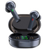 Teal Simba LED display wireless earbuds with Bluetooth TWS 5.0, compact black earphones with LED screen in close-up view.