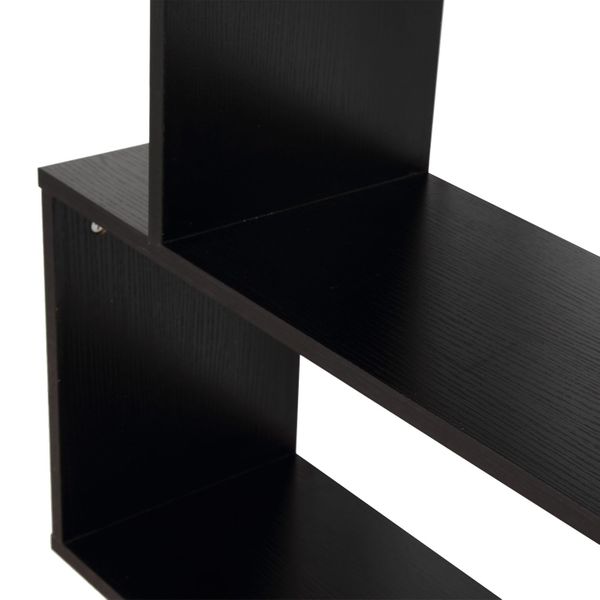 Taupe Shadow HOMCOM wooden S-shape bookcase with six shelves for home and office storage and display.