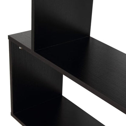 Taupe Shadow HOMCOM wooden S-shape bookcase with six shelves for home and office storage and display.