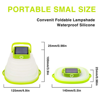 Lilac Milo portable LED solar camping lantern, collapsible outdoor light with handles, ideal for camping and outdoor adventures.