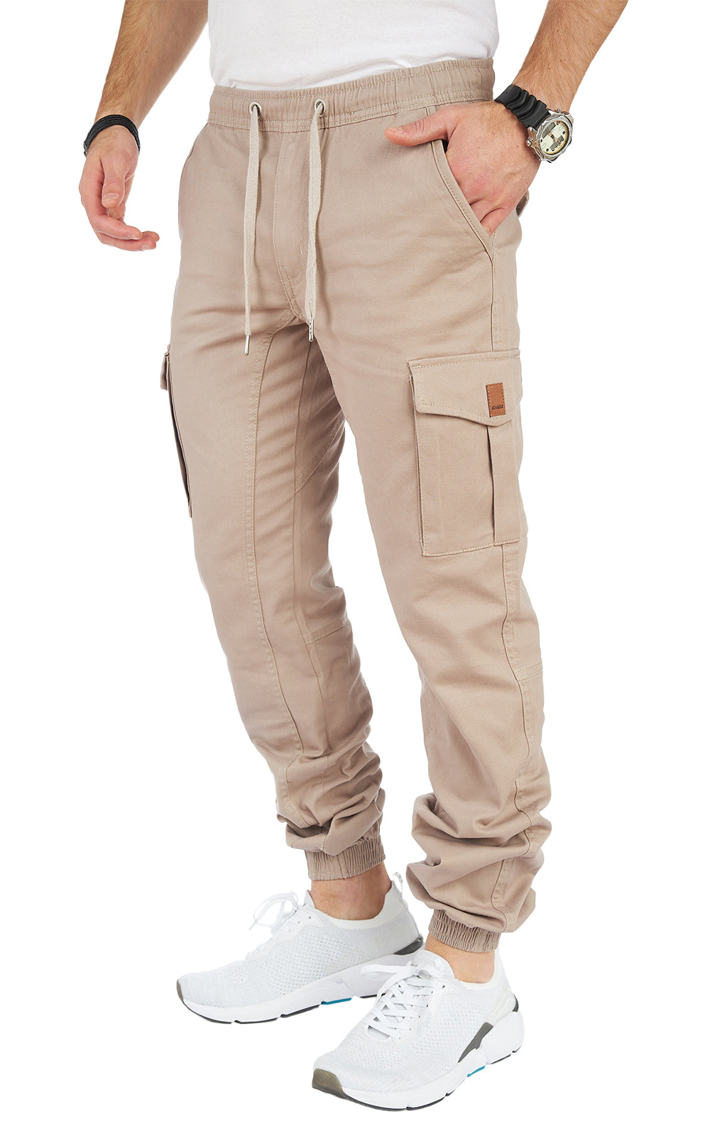 Carmine Nesoi Styleko cargo pants with elastic waistband and adjustable strap, casual men&