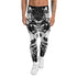Maroon Sooty koi fish tattoo leggings for men, activewear with detailed koi fish design on black stretchy fabric