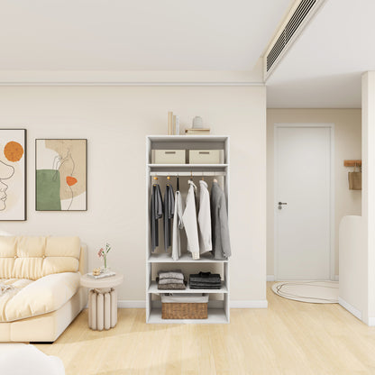 A5 Modular wooden closet organizer system by Mauve Snowdrop with multiple compartments for bedroom storage.