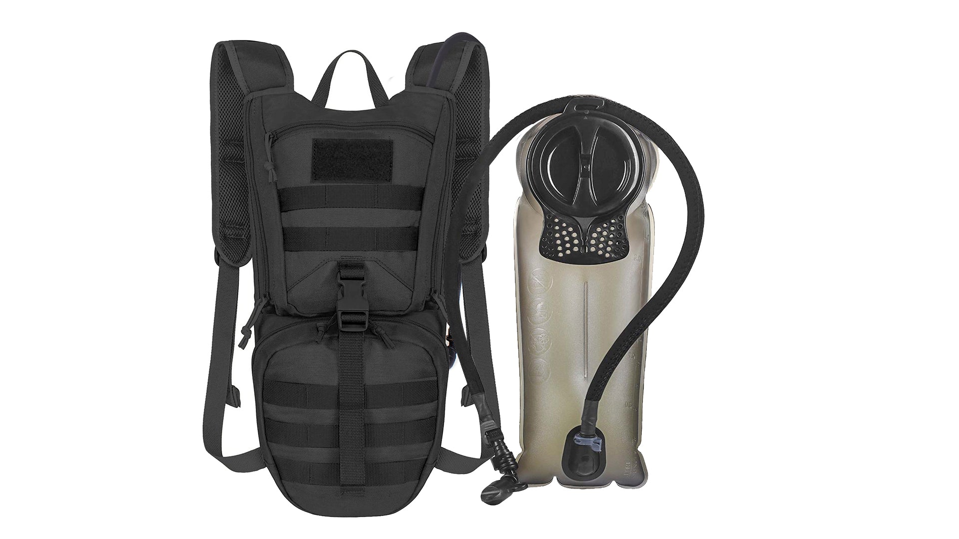 Indigo Eurybia tactical hydration backpack with 2.5L bladder, thermal insulation, adjustable straps, and multiple compartments for outdoor sports.