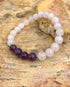 Rose Quartz and Amethyst stretch bracelet featuring natural crystals from Violet Chaos, showcasing colorful gemstone beads.