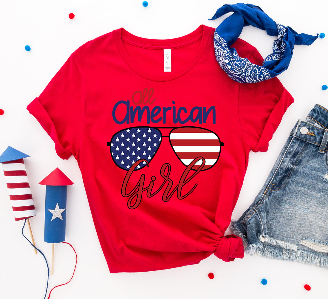 All American Girl T-shirt by Agate featuring a casual, comfortable design with patriotic-themed print on soft fabric.