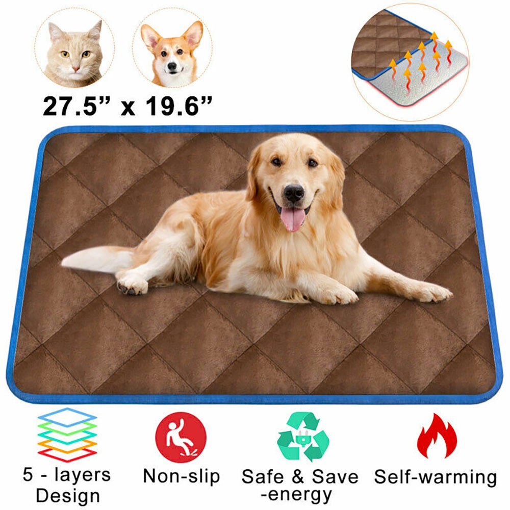 Yellow Pandora self-heating thermal mattress bed for dogs and cats, showing plush fabric and cozy interior design.