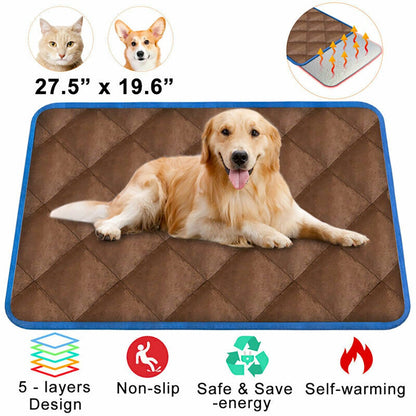 Yellow Pandora self-heating thermal mattress bed for dogs and cats, showing plush fabric and cozy interior design.