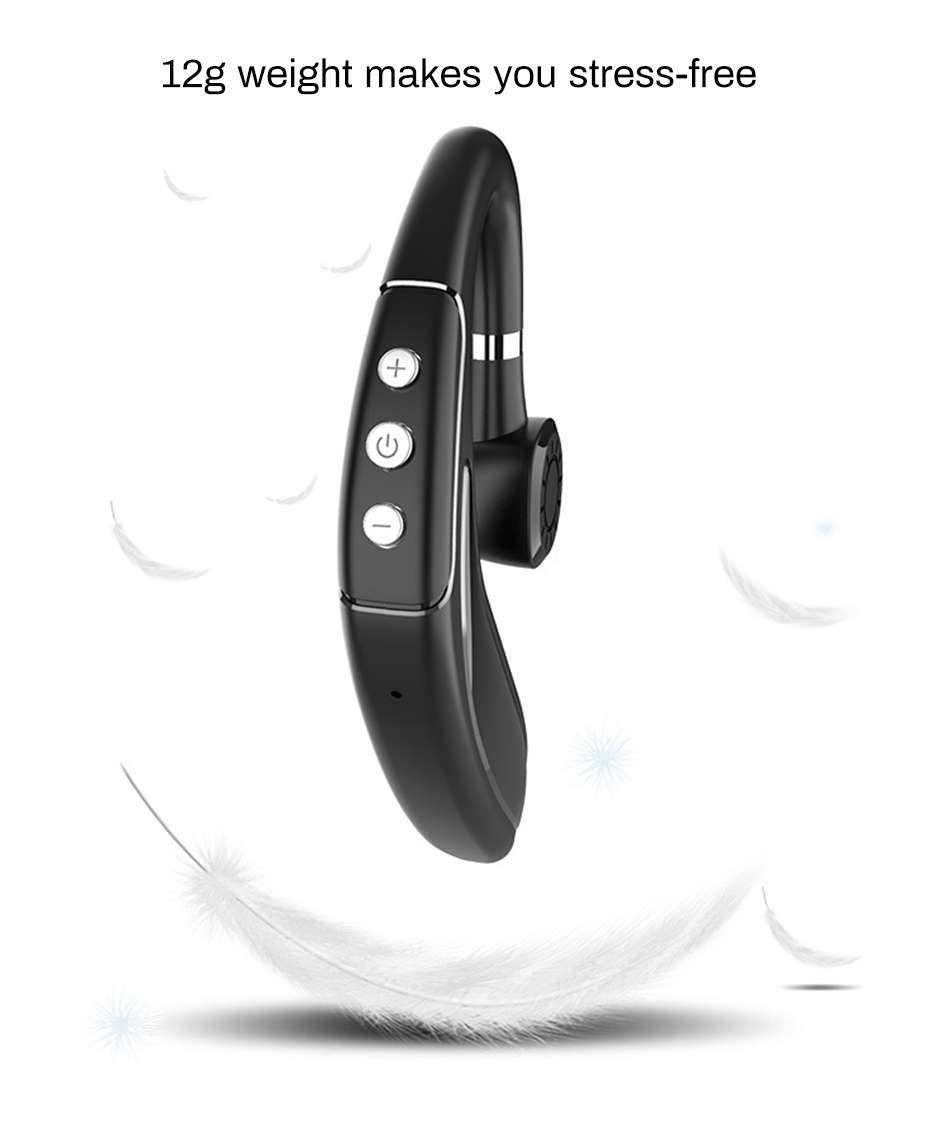 Teal Simba wireless Bluetooth 5.0 headset with long standby handsfree earbuds, black with inline controls and ear hooks for comfort
