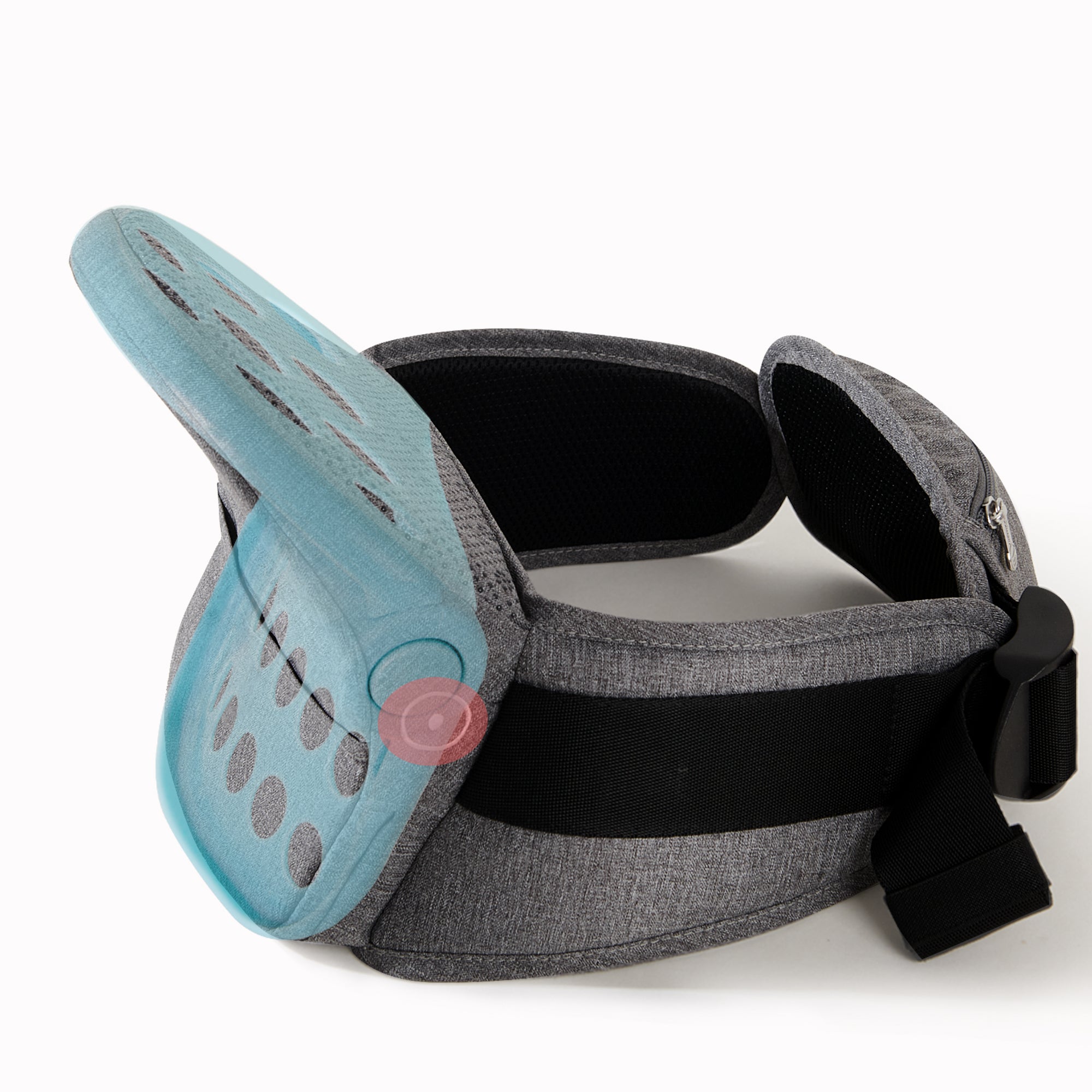 Maroon Chronos collapsible hipseat carrier for kids and babies, showing adjustable straps and ergonomic design for comfortable carrying.