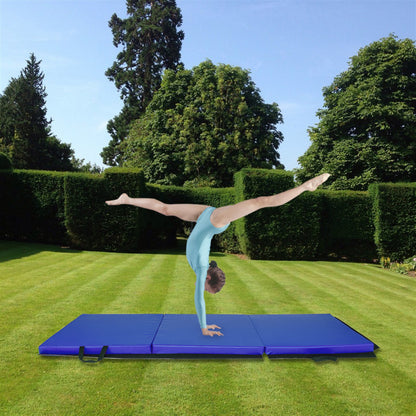 Lilac Milo 55x24x1.2-inch tri-fold gymnastics and yoga mat with hand buckle, lightweight and portable for fitness and exercise routines.