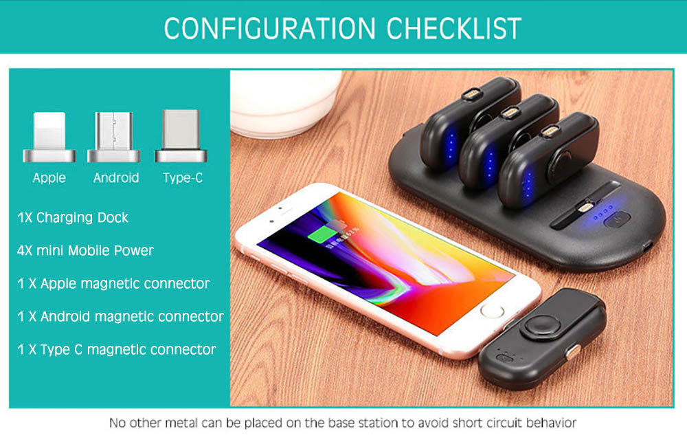 Teal Simba magnetic power bank for mobile and laptops, compact portable power supply with sleek design.