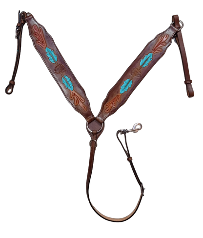 Western saddle set with horse headstall and breast plate, full size, by Mauve Aura, for outdoor riding and equestrian activities.